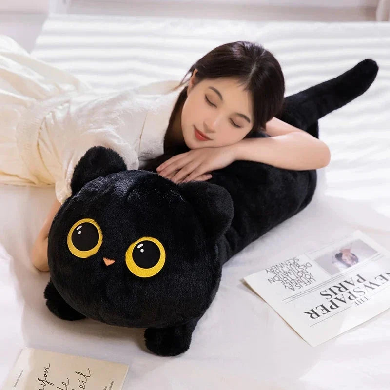 Peluches de gato gigantes, largos, negros, grises y esponjosos | ventumra