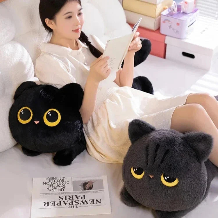 Peluches de gato gigantes, largos, negros, grises y esponjosos | ventumra