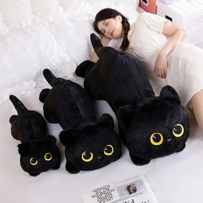 Peluches de gato gigantes, largos, negros, grises y esponjosos | ventumra