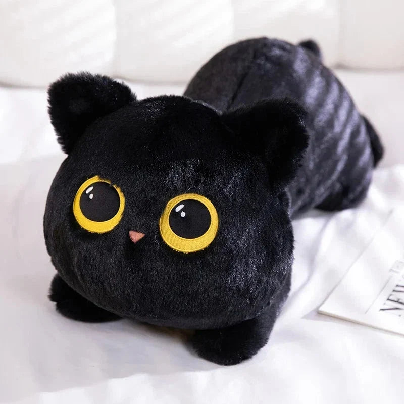 kawaiies-softtoys-plushies-kawaii-plush-Long Giant Black Gray Fluffy Cat Plushies Soft toy 