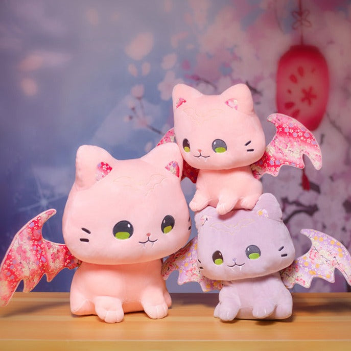Luna & Solis the Kawaii Sakura Cats with Wings Plushies | ventumra