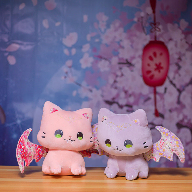 Luna & Solis the Kawaii Sakura Cats with Wings Plushies | ventumra