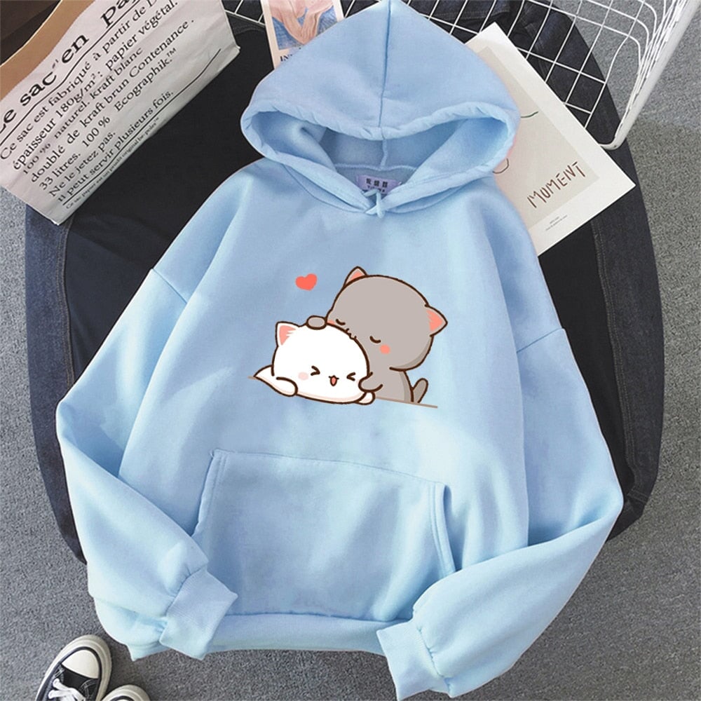 Pepper and Salt Cat Sharing Love Hoodie | ventumra