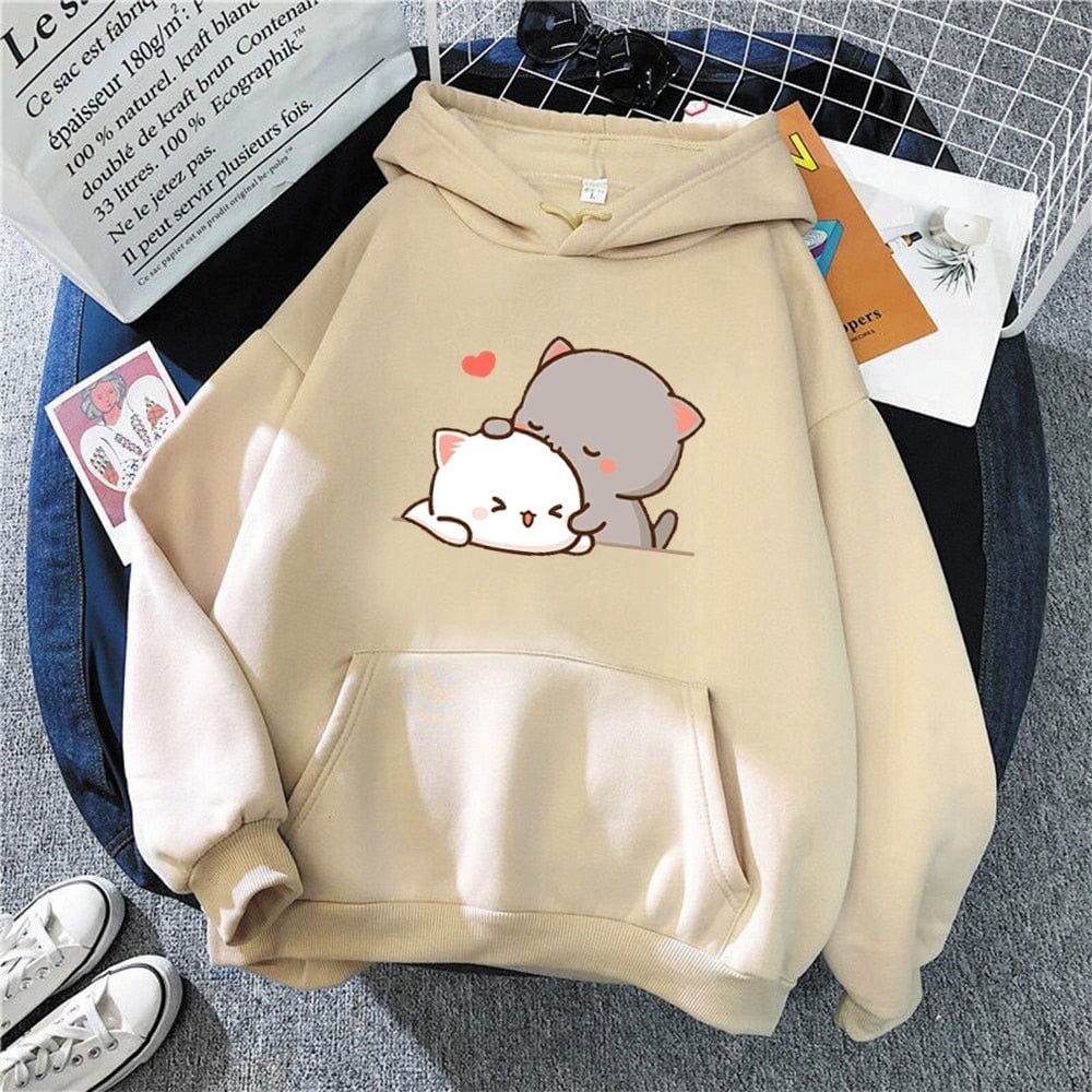Pepper and Salt Cat Sharing Love Hoodie | ventumra
