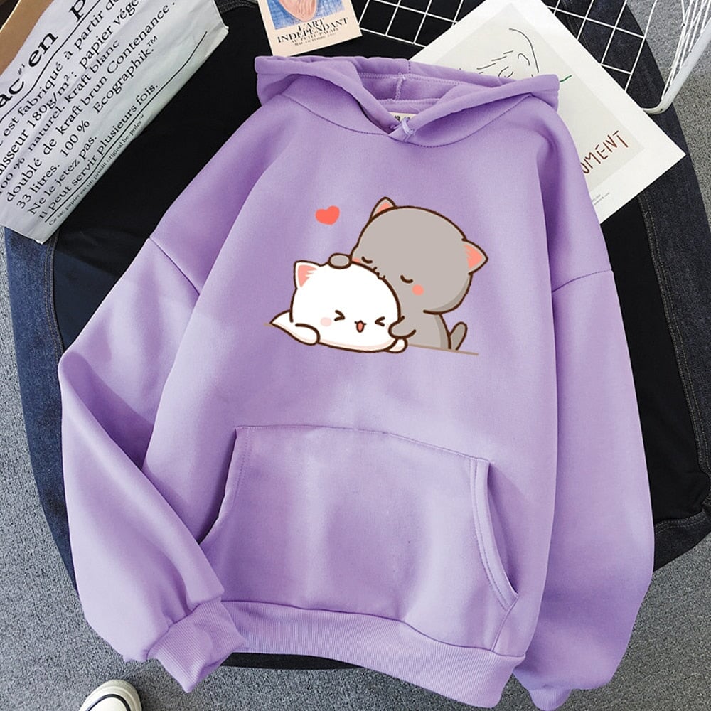 Pepper and Salt Cat Sharing Love Hoodie | ventumra