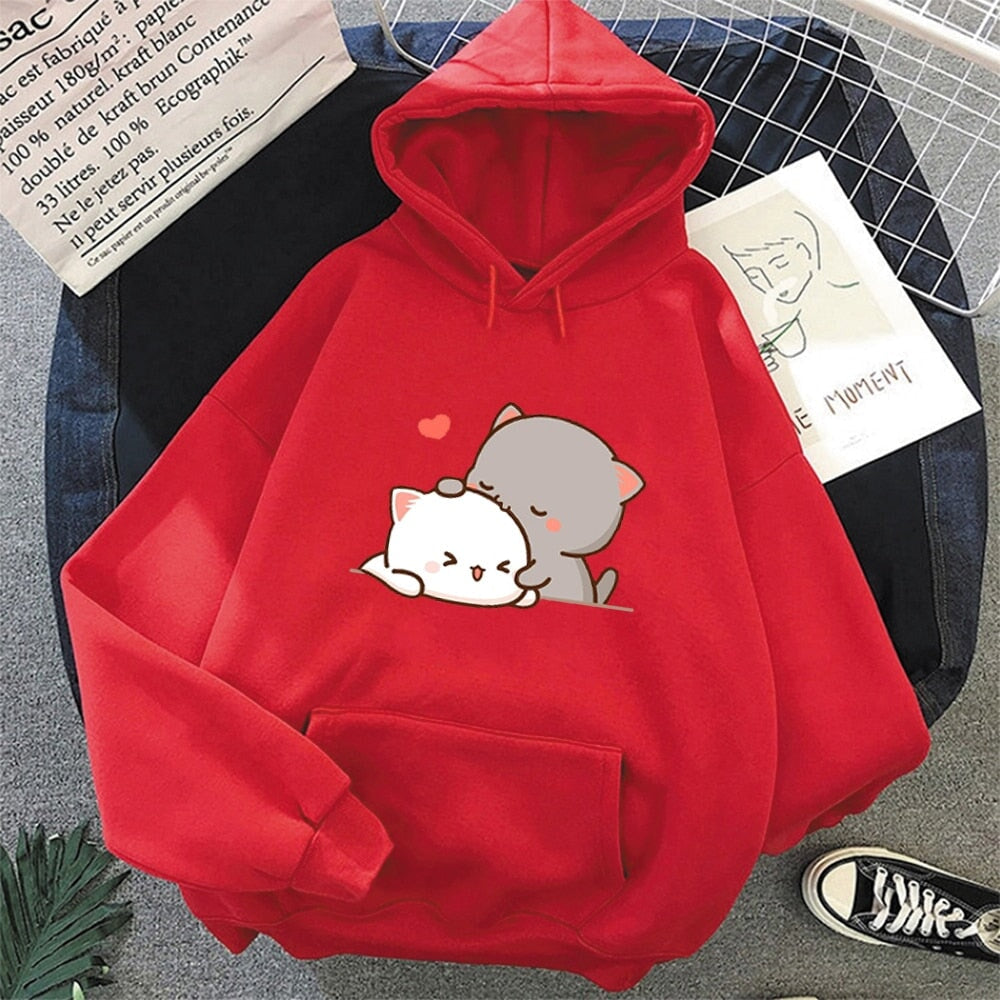 Pepper and Salt Cat Sharing Love Hoodie | ventumra
