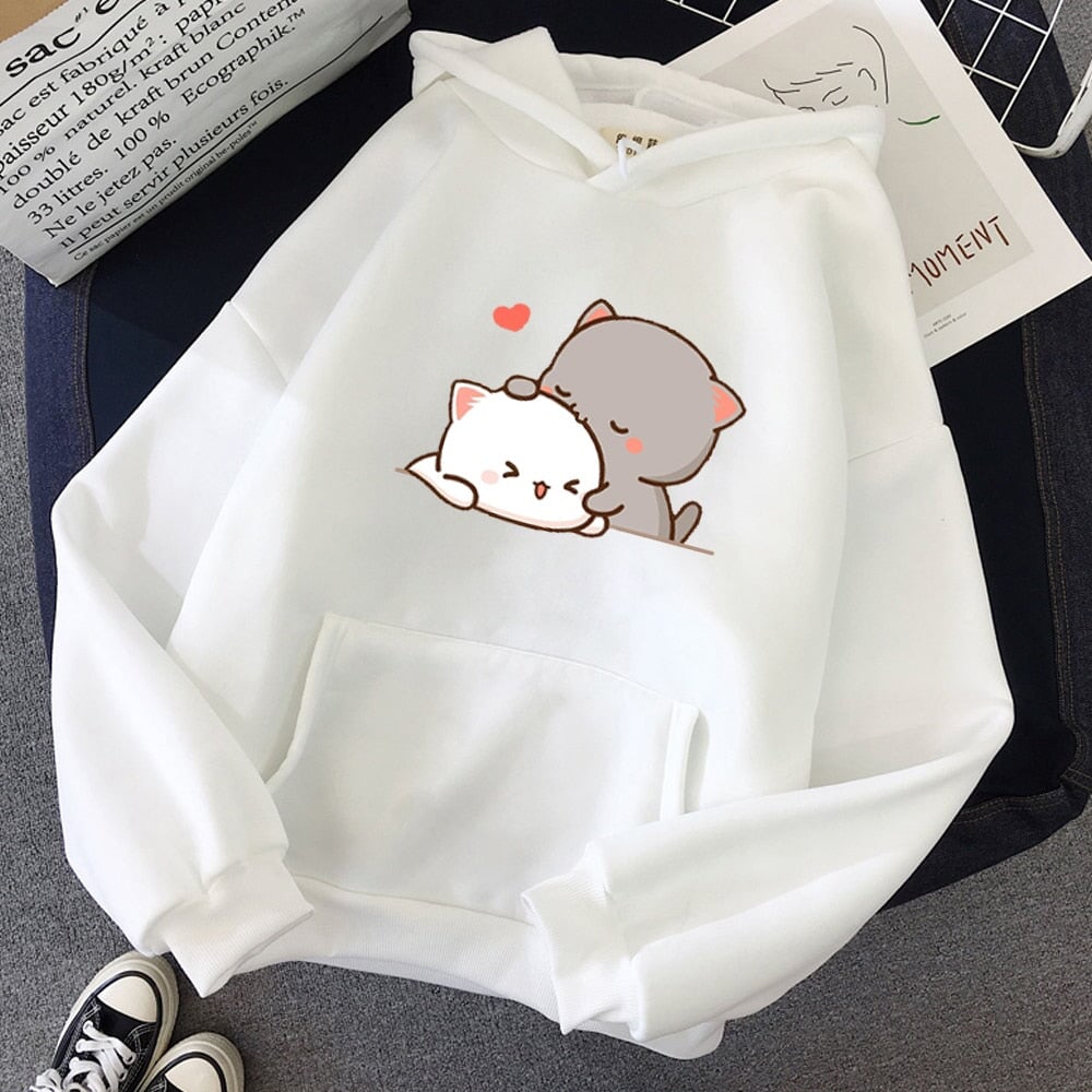 Pepper and Salt Cat Sharing Love Hoodie | ventumra