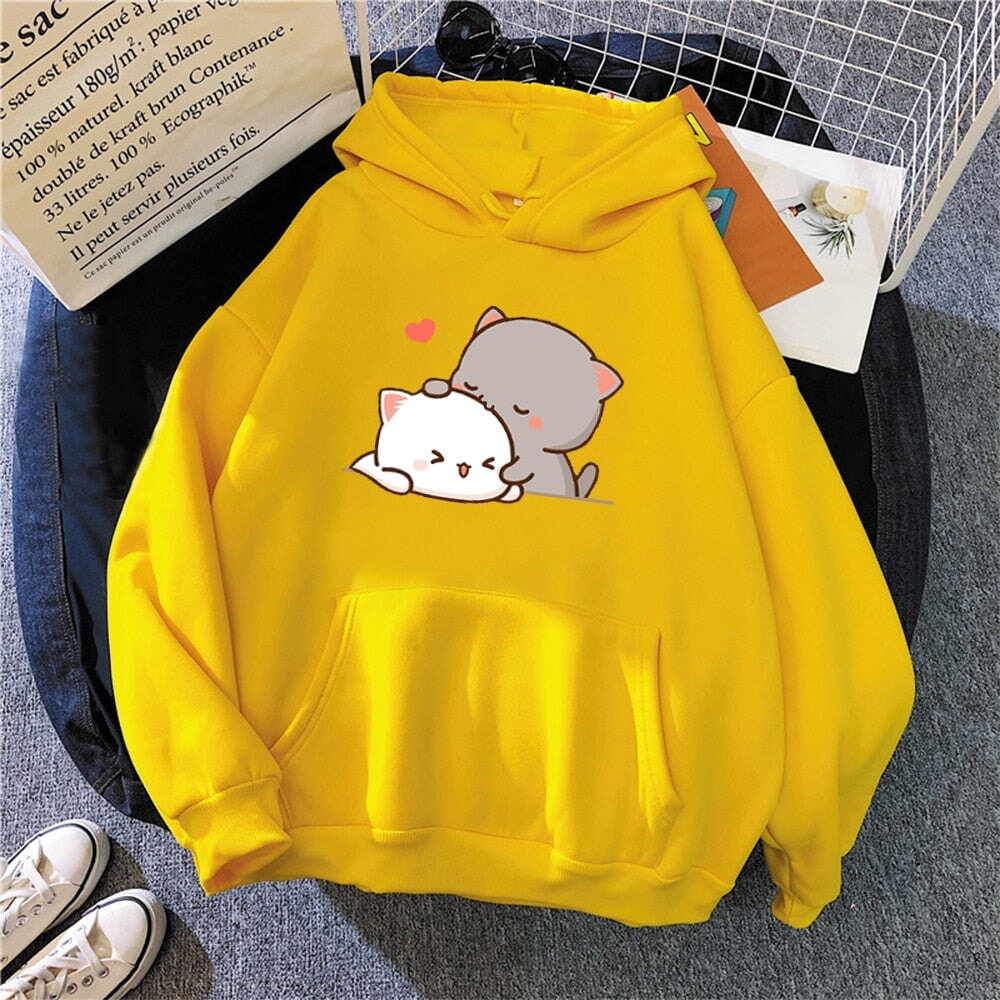 Pepper and Salt Cat Sharing Love Hoodie | ventumra