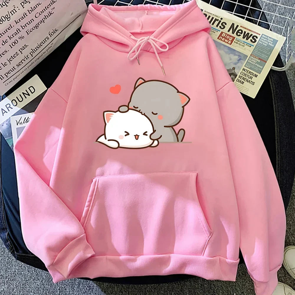 Pepper and Salt Cat Sharing Love Hoodie - Kawaiies - Adorable - Cute - Plushies - Plush - Kawaii