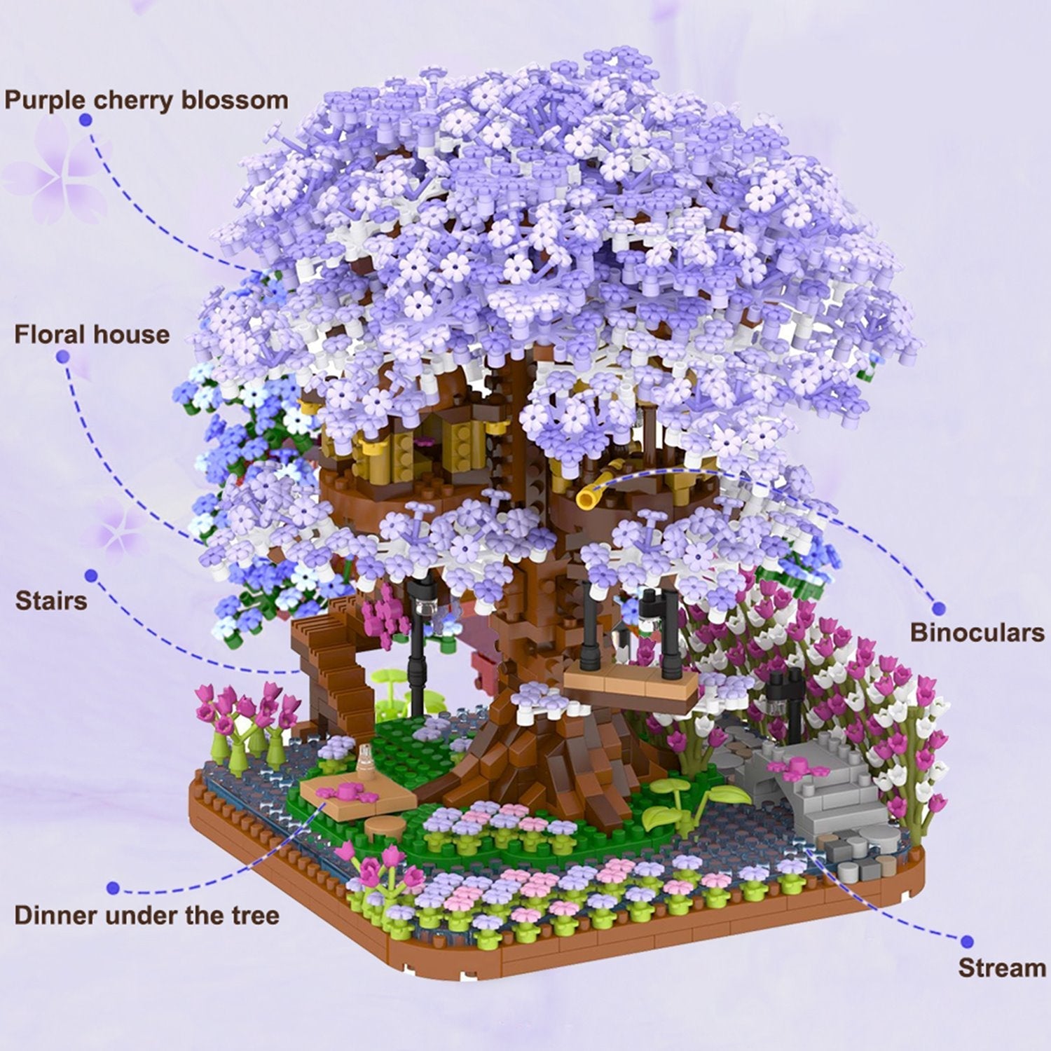Purple Sakura Tree House Nano Building Set | ventumra