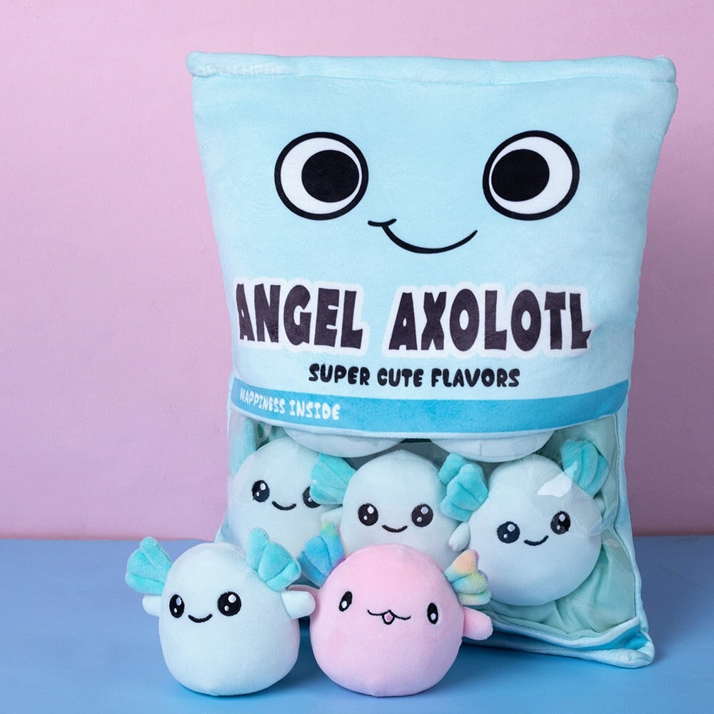 kawaiies-softtoys-plushies-kawaii-plush-Rainbow Pink Blue Axolotl Candy Bag Plushies | NEW Soft toy 