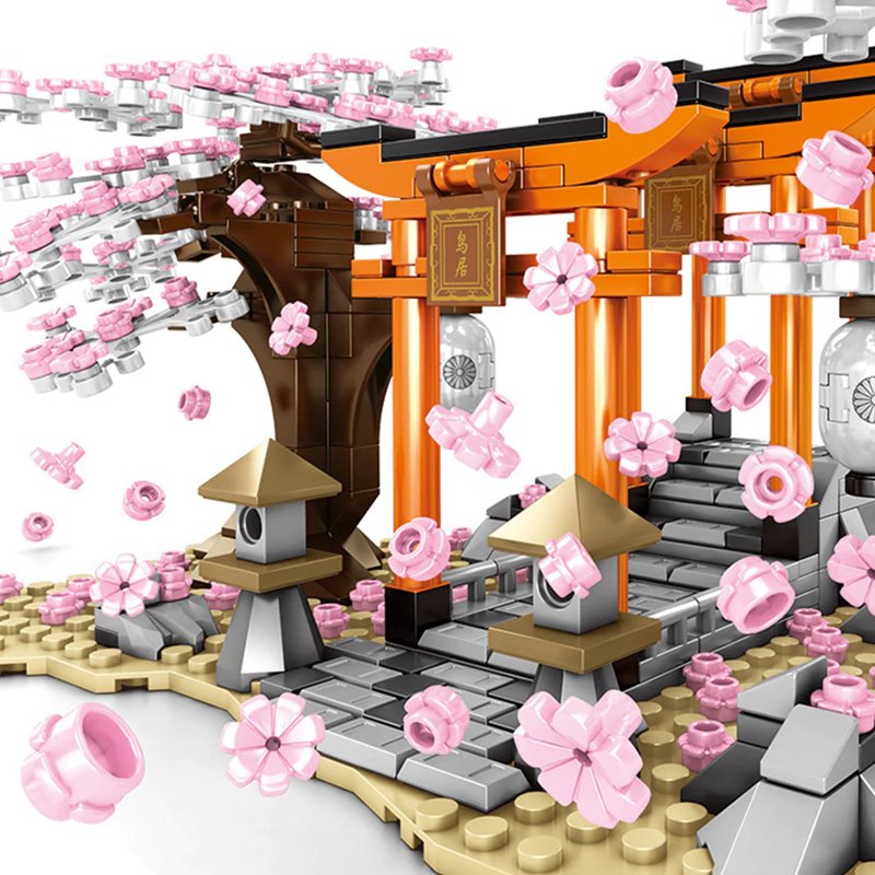 Romantiske japanske torii-porte med kirsebærblomstrende træer – byggesæt | særudgave | ventumra