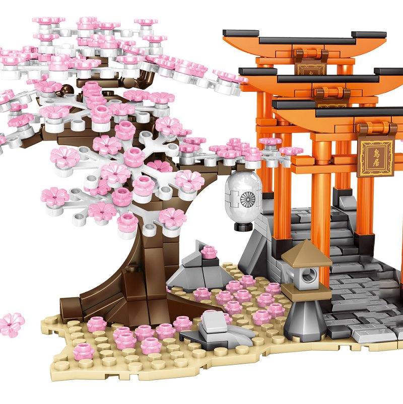 Romantiske japanske torii-porte med kirsebærblomstrende træer – byggesæt | særudgave | ventumra