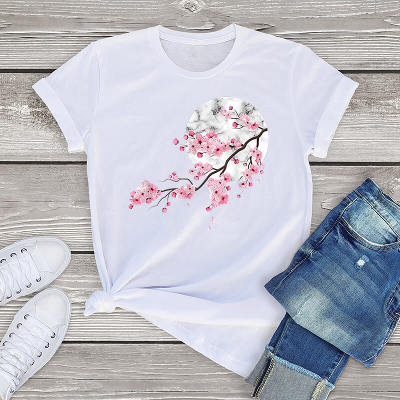 kawaiies-softtoys-plushies-kawaii-plush-Sakura Cherry Blossom Full Moon Cotton Tee Apparel 