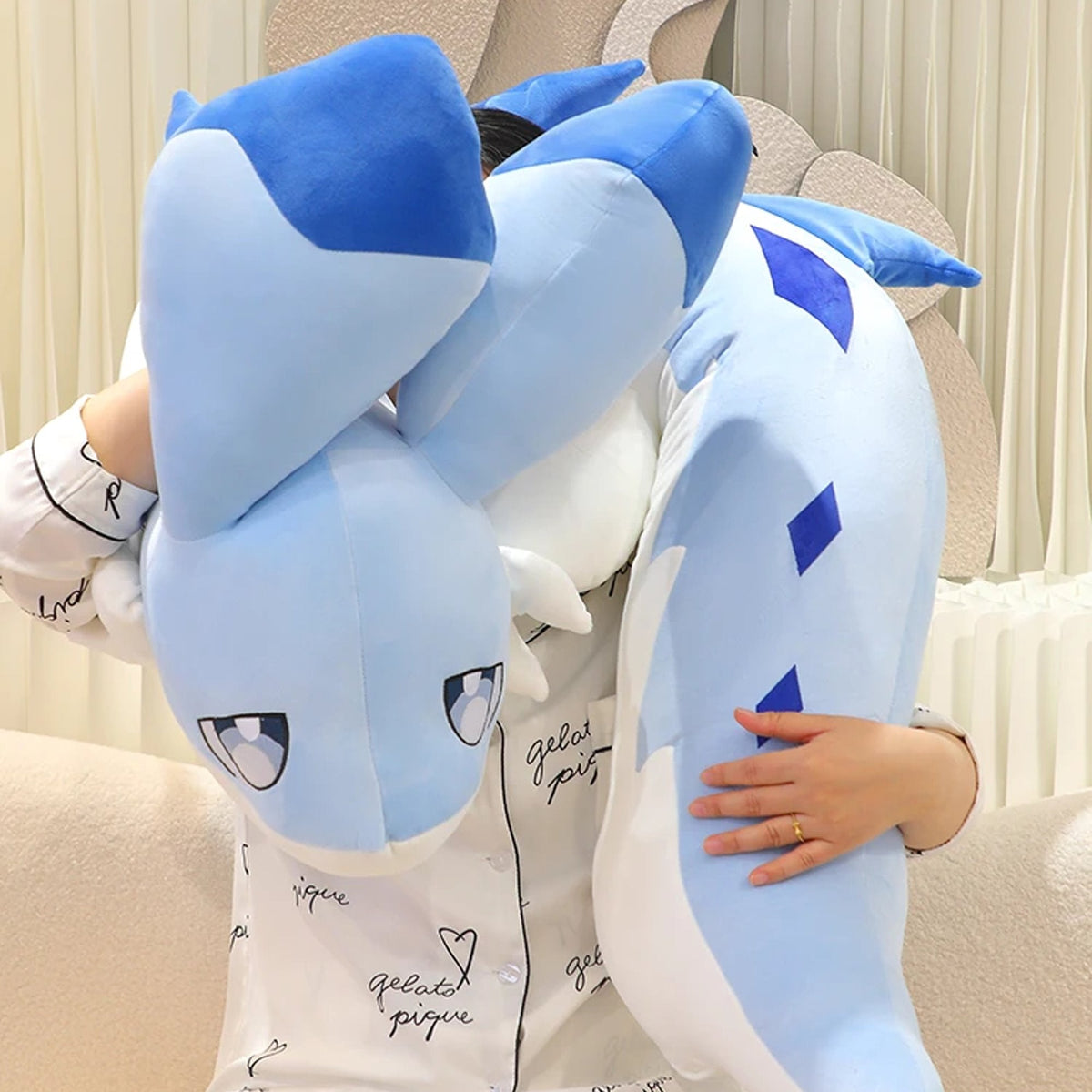 Peluche dragon bleu layette kawaii allongé Sofi | ventumra