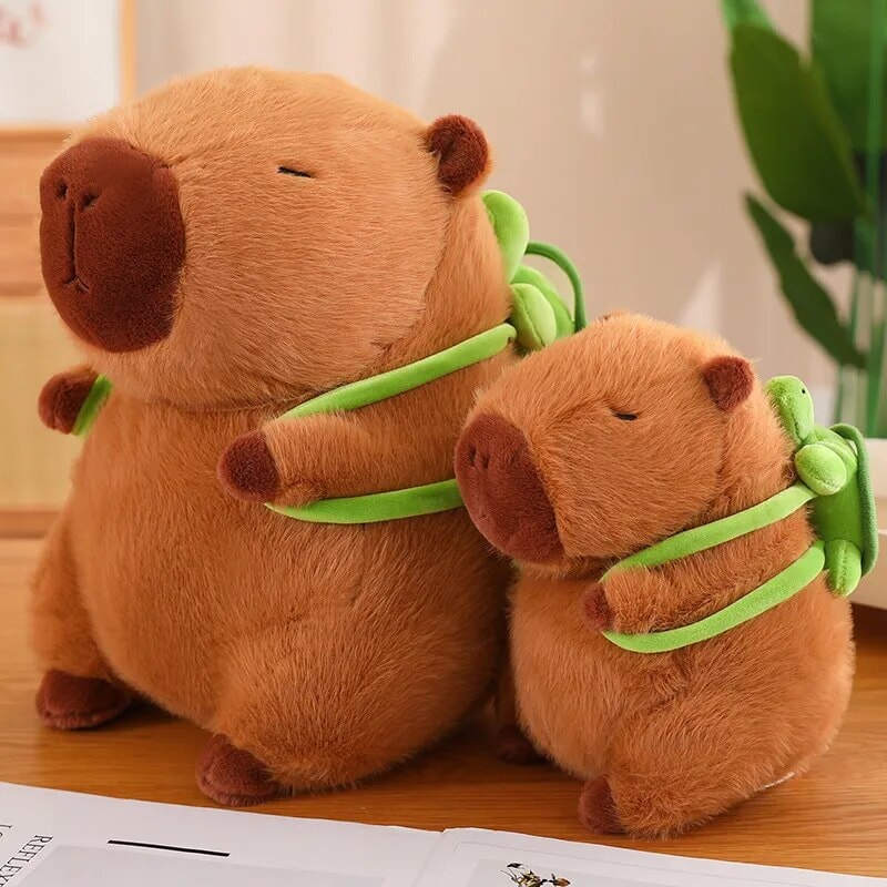 Peluche adorabili di capibara con guscio da tartaruga e zaino | ventumra