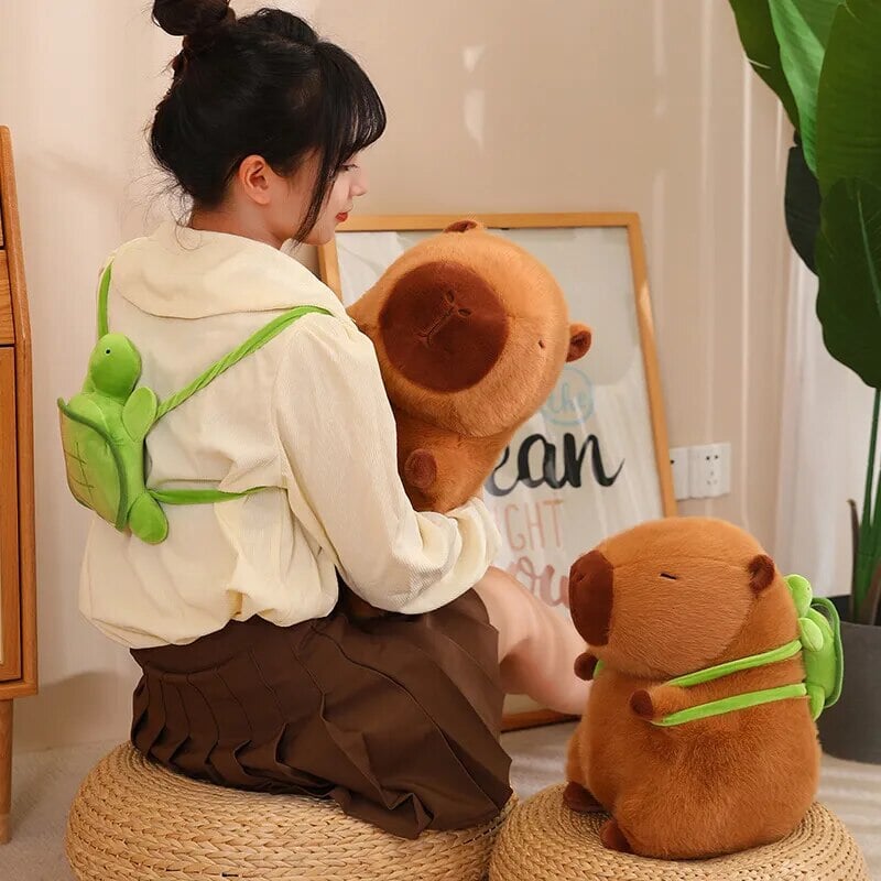 Peluche adorabili di capibara con guscio da tartaruga e zaino | ventumra