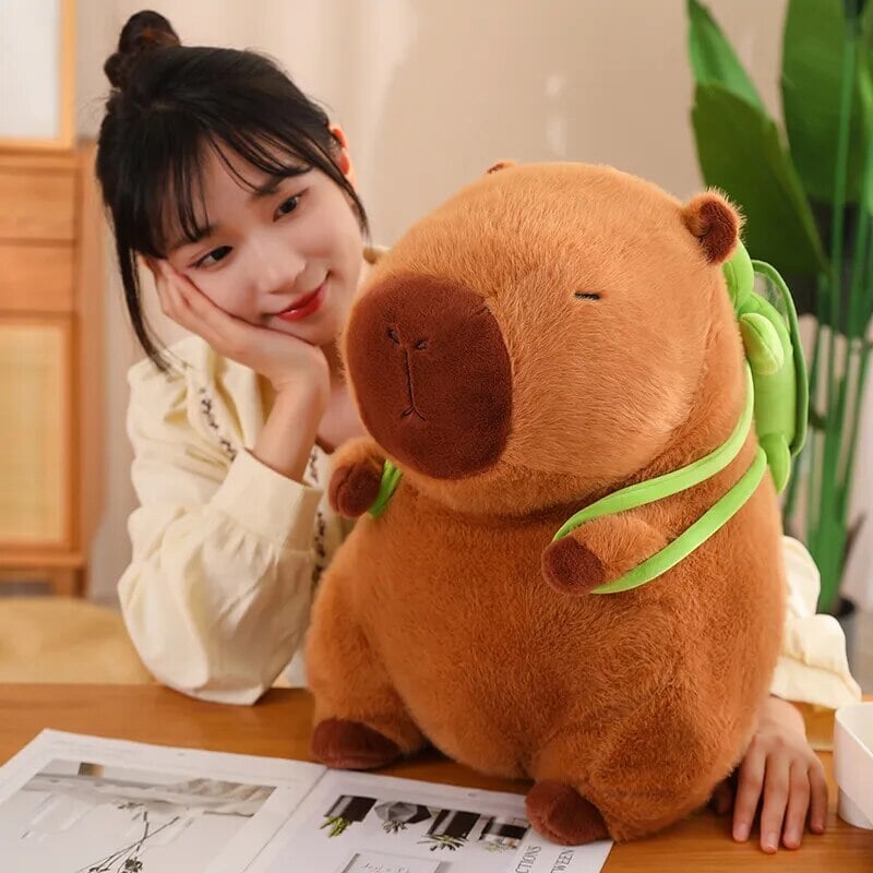 Peluche adorabili di capibara con guscio da tartaruga e zaino | ventumra