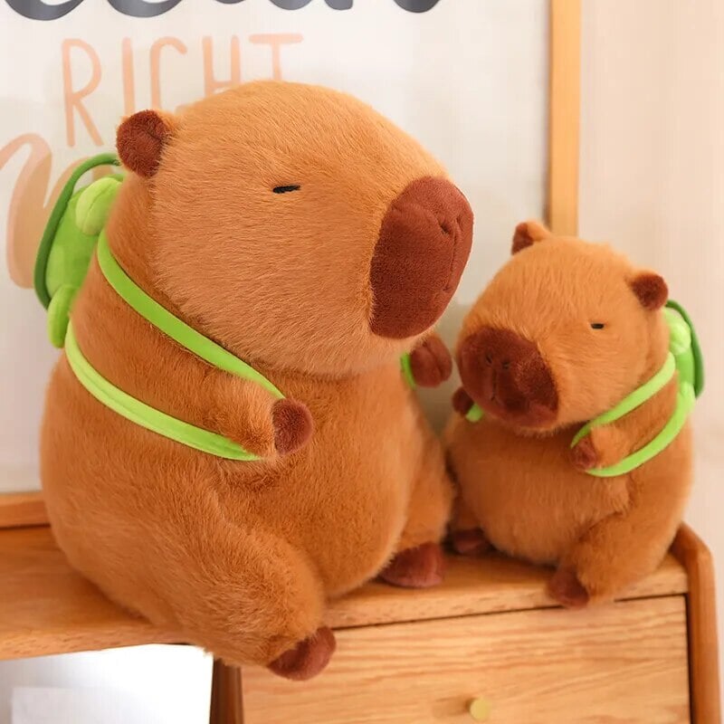 Peluche adorabili di capibara con guscio da tartaruga e zaino | ventumra