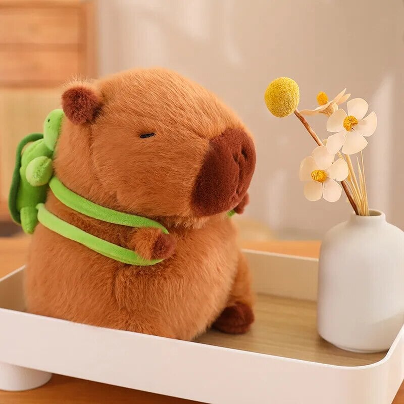 Peluche adorabili di capibara con guscio da tartaruga e zaino | ventumra