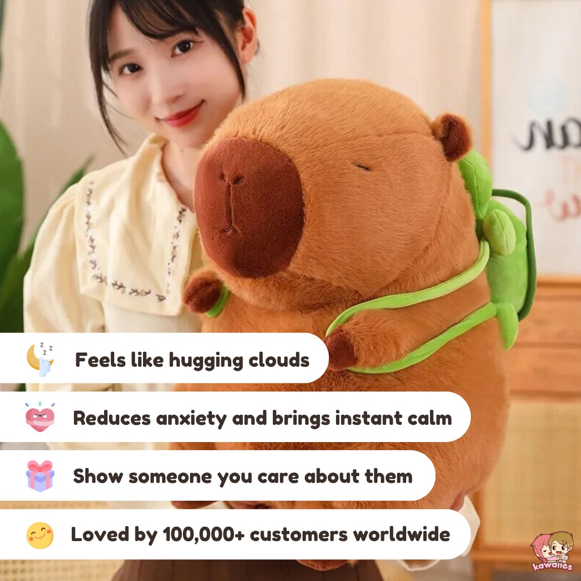 Peluche adorabili di capibara con guscio da tartaruga e zaino | ventumra