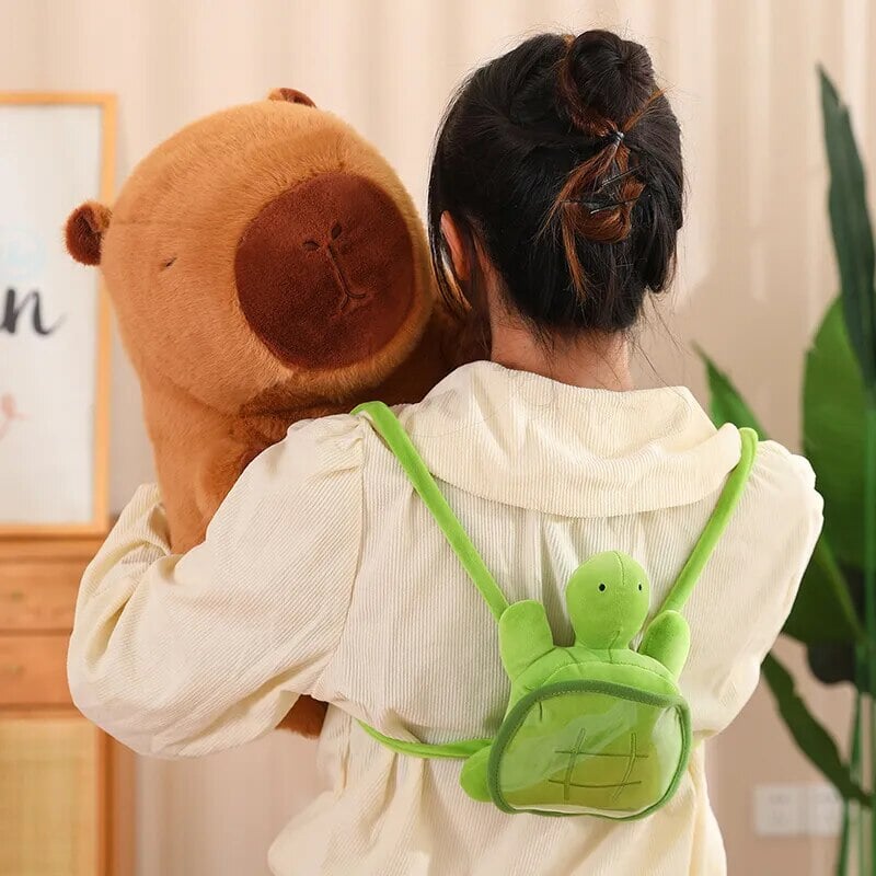 Peluche adorabili di capibara con guscio da tartaruga e zaino | ventumra