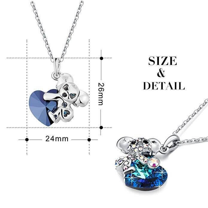 Sterling Silver Koala Heart Crystal Pendant | ventumra