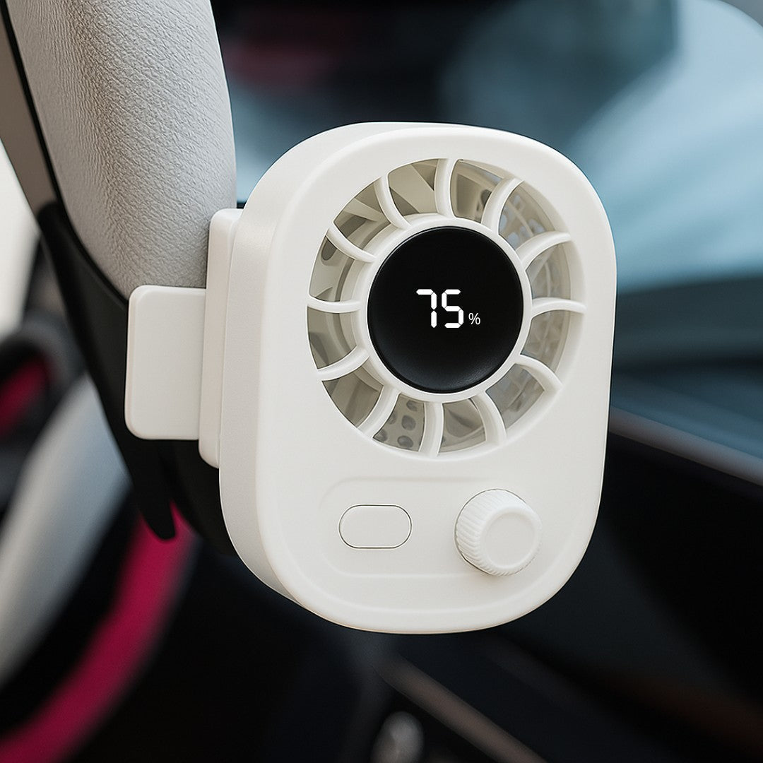 KühlBuddy Mini Clip Fan — 100 Speeds, 360° Rotation, LED Display