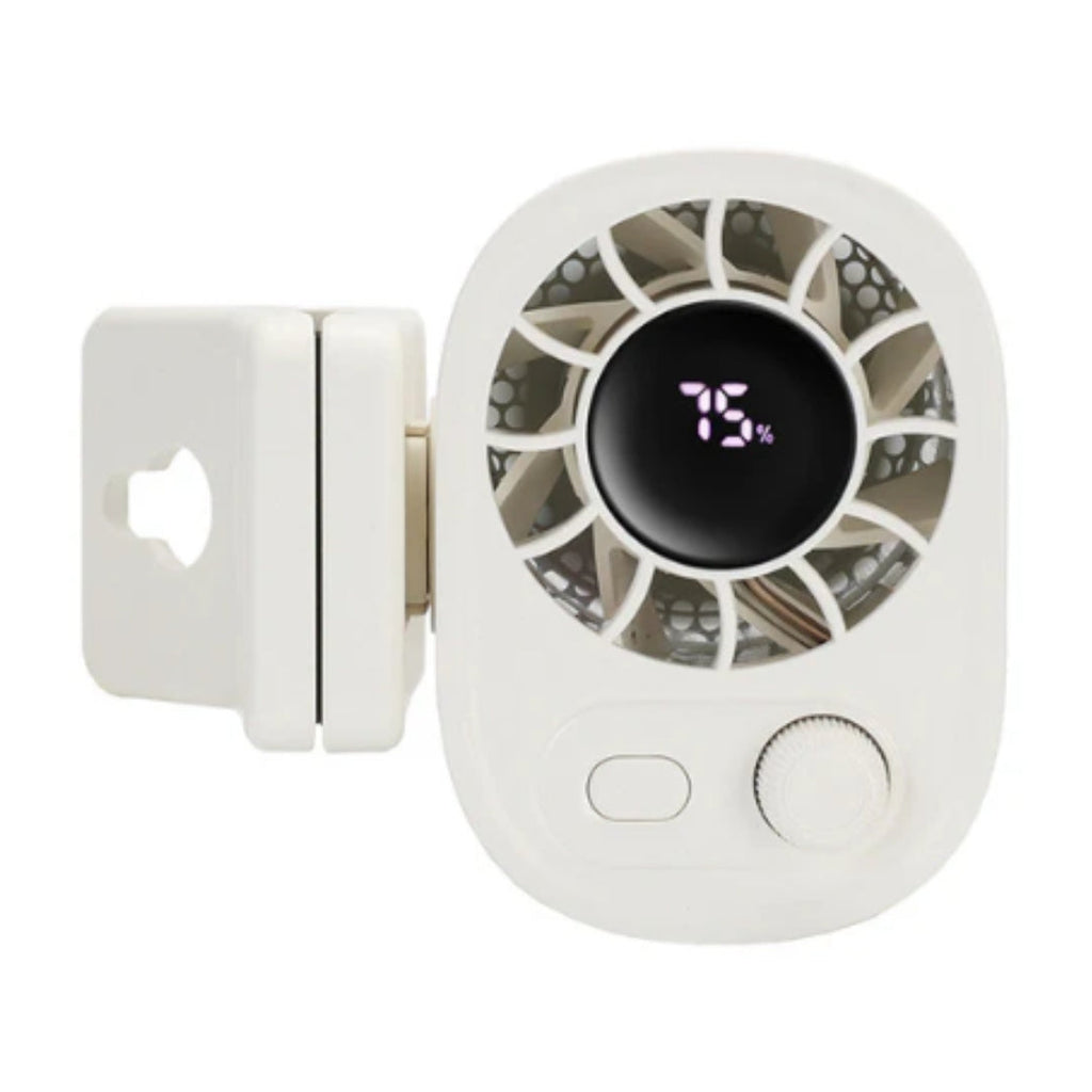 KühlBuddy Mini Clip Fan — 100 Speeds, 360° Rotation, LED Display