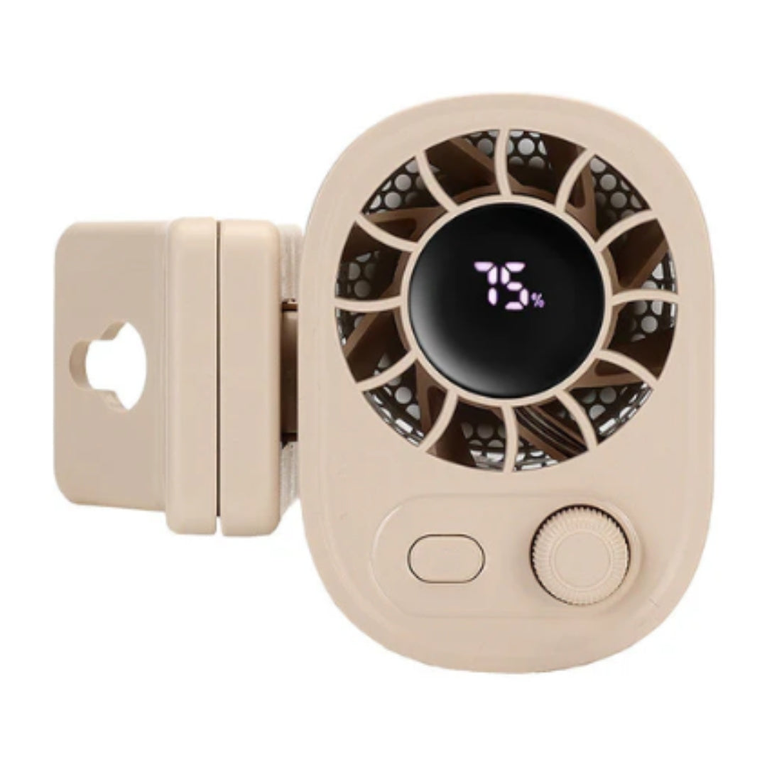 KühlBuddy Mini Clip Fan — 100 Speeds, 360° Rotation, LED Display