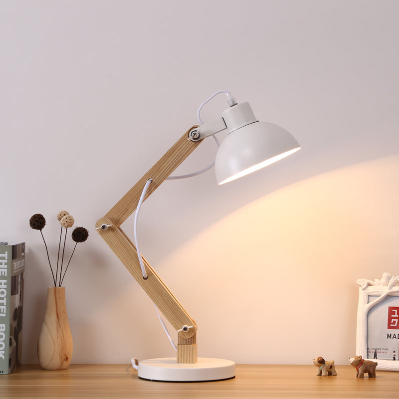 Lumora Arc Table Lamp With Metal And Solid Ashwood Base