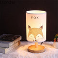 Lunara | Vintage Wooden Bedside Lamp with Animal Shade