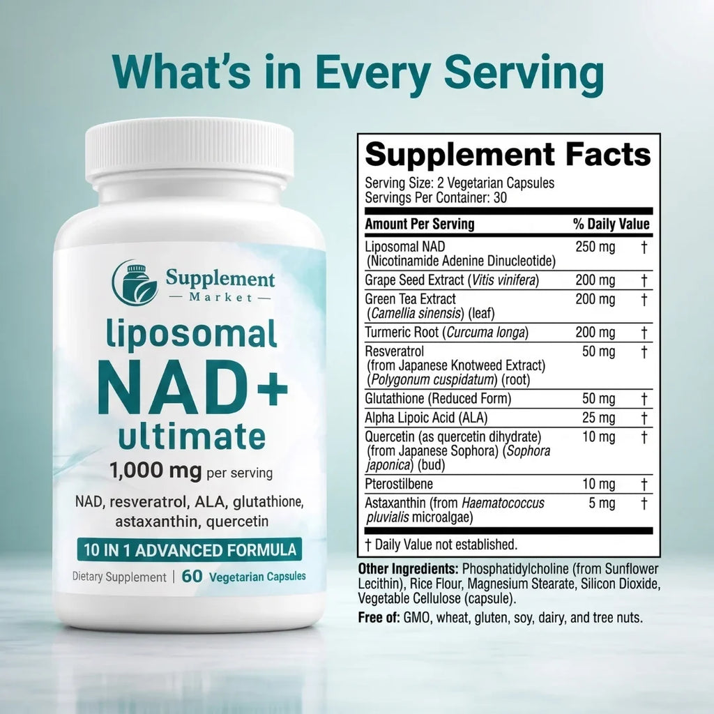 Liposomal NAD+ Capsules: 10-in-1 Cellular Energy & Healthy Aging Support