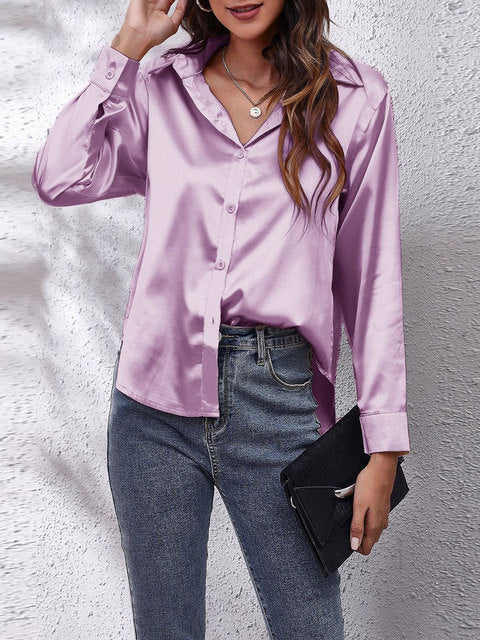 Chic Satin Relaxed Fit Shirt | ventumra
