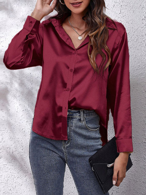 Chic Satin Relaxed Fit Shirt | ventumra