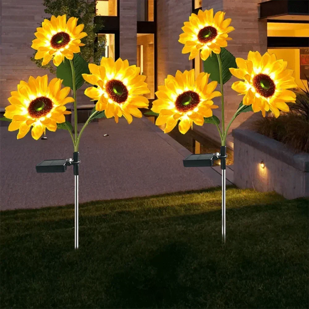 Vanntett solcelledrevet solsikkelampe — botanisk silhuett, automatisk belysning