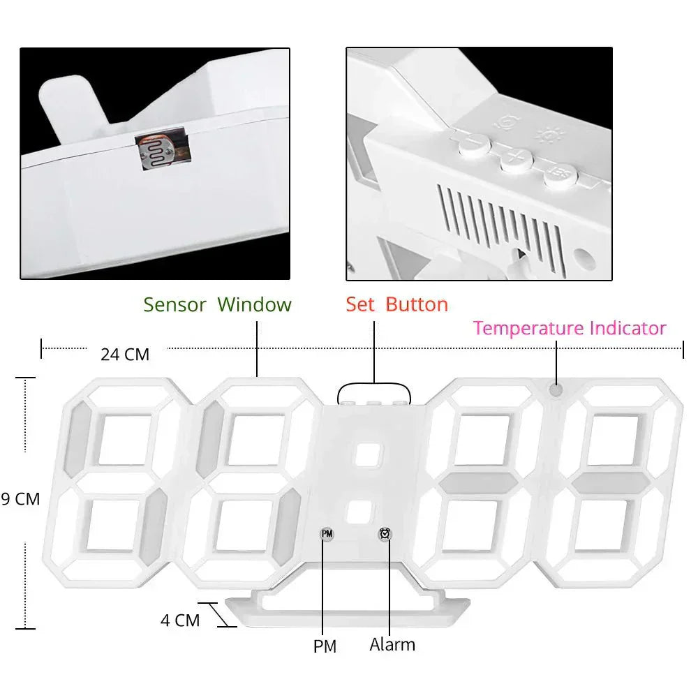LumiSync 3D LED Wall Clock – Modern Digital Clock with Dimmable Lighting | ventumra
