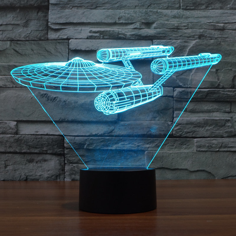 Lumora 3D Star Trek Enterprise Ship LED Lamp - Multicolor Optical Illusion Light | ventumra