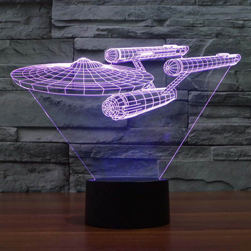 Lumora 3D Star Trek Enterprise Ship LED Lamp - Multicolor Optical Illusion Light | ventumra