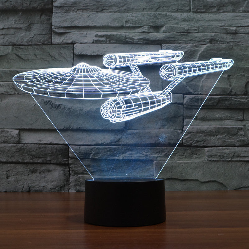 Lumora 3D Star Trek Enterprise Ship LED Lamp - Multicolor Optical Illusion Light | ventumra
