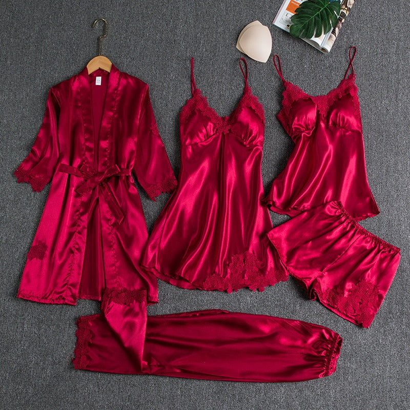 Sophisticated Lace-Trimmed Sleepwear Ensemble | ventumra
