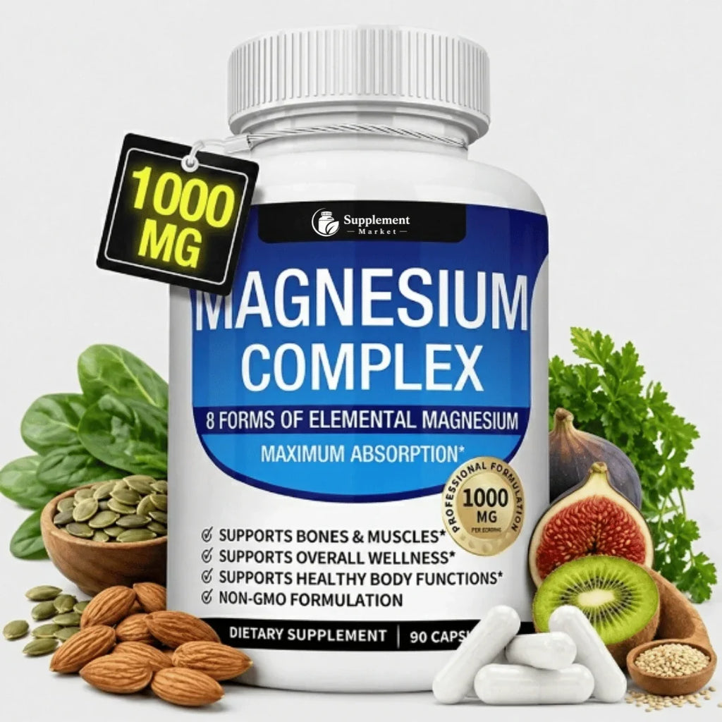 Magnesium Complex 8-in-1: 1000 mg:n täyden spektrin tuki uneen, lihaksille ja energiantuotantoon
