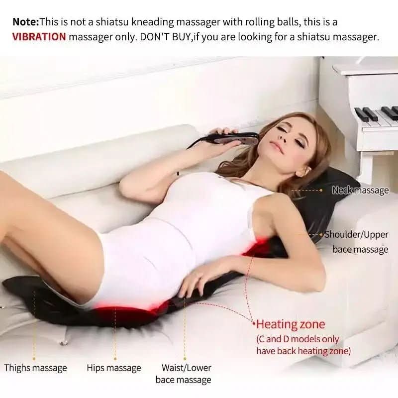 CalmCushion Electric Back Massage Cushion — Corded Vibration & Heat Function