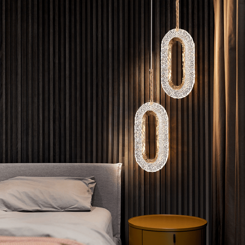 ElaraLux Oval LED Ceiling Pendant Light In Golden Finish