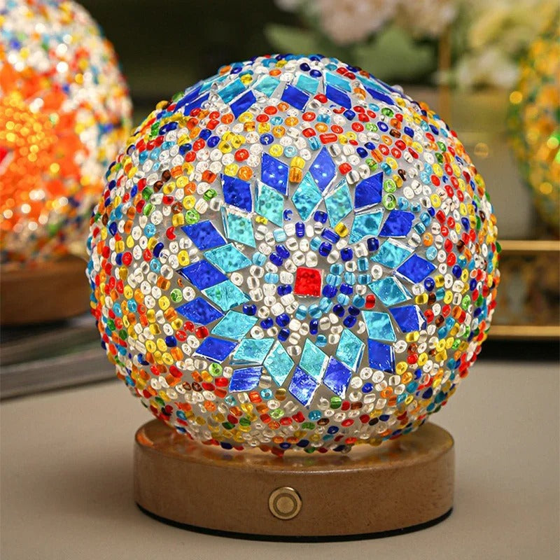 Lunaria Boho Stained Glass Desk Lamp With USB Dimmer