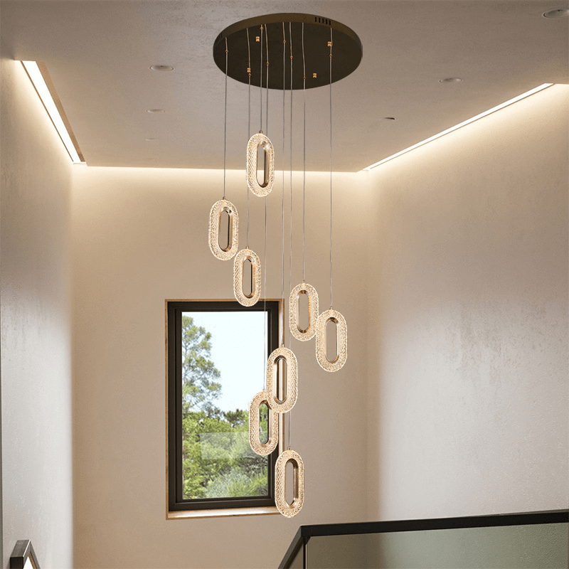 ElaraLux Oval LED Ceiling Pendant Light In Golden Finish