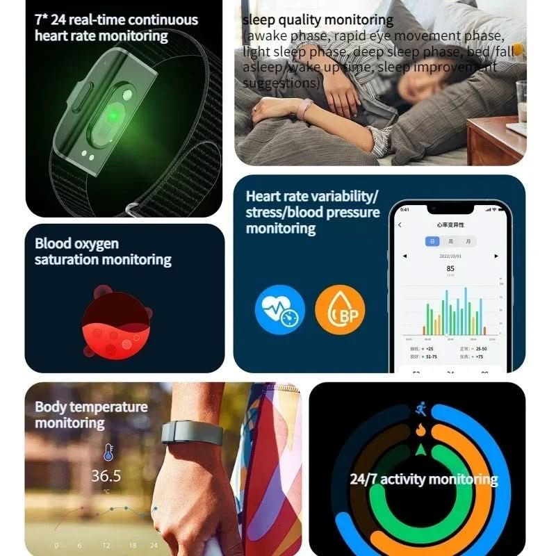 متتبع لياقة PulseGuard بمعيار IP68 — مراقبة معدل ضربات القلب ونسبة الأكسجين في الدم