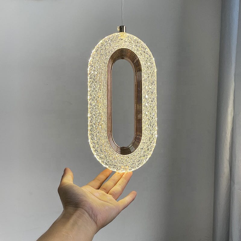 ElaraLux Oval LED Ceiling Pendant Light In Golden Finish