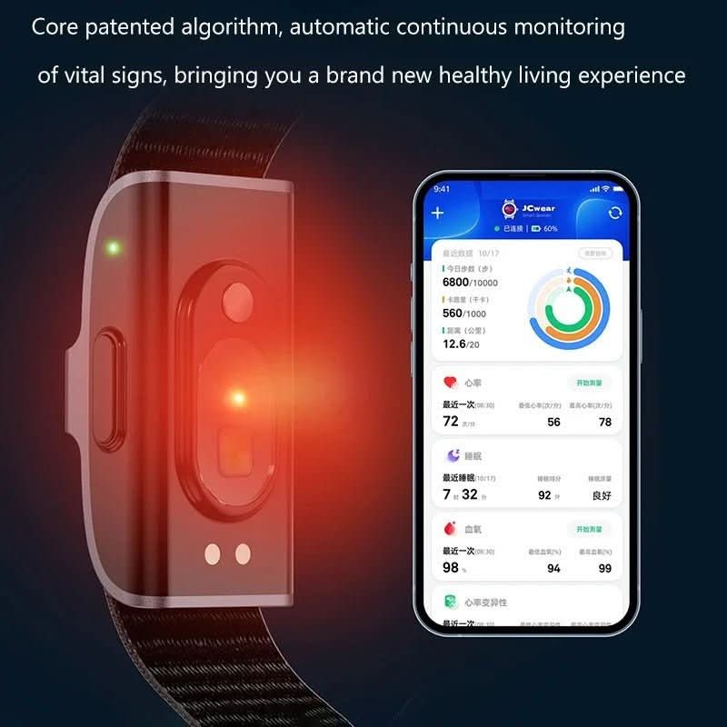 متتبع لياقة PulseGuard بمعيار IP68 — مراقبة معدل ضربات القلب ونسبة الأكسجين في الدم