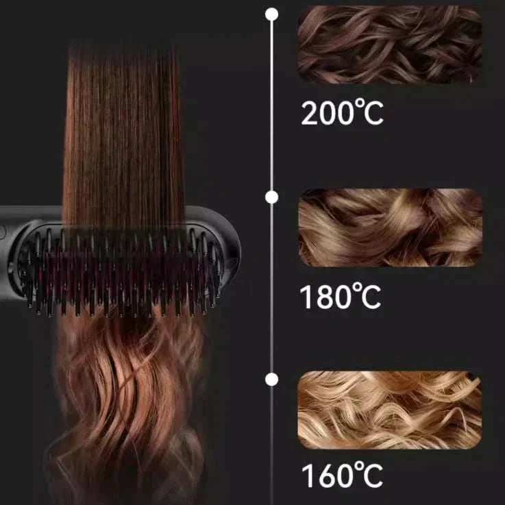 NovaGlow Cordless Straightening Brush — Rechargeable, Lightweight Travel Styler